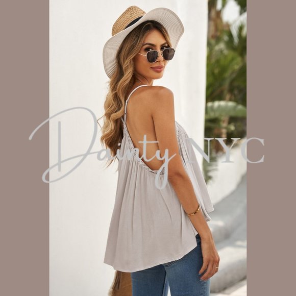 Drape Wrap Camisole Tank Top Beige Cream - Picture 12 of 12